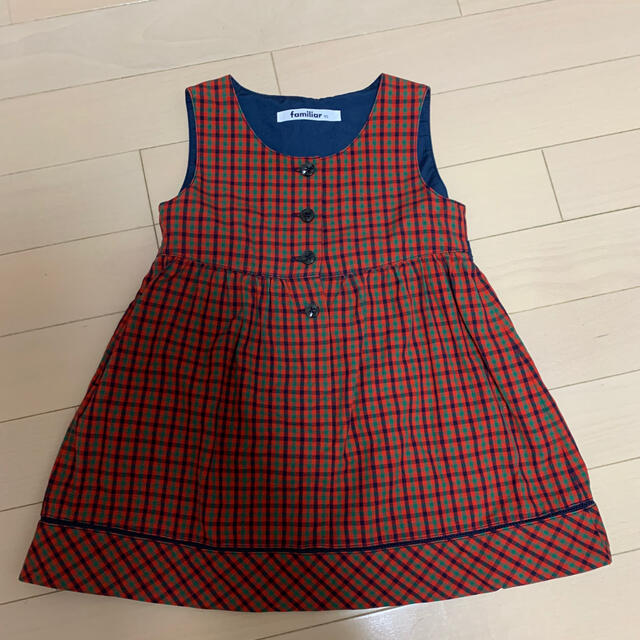 familiar(ファミリア)のfamiliar チェック　ワンピース　90  美品 キッズ/ベビー/マタニティのキッズ服女の子用(90cm~)(ワンピース)の商品写真