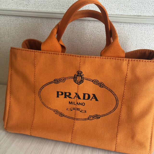 【楽天最安値に挑戦】 PRADA - PRADA カナパ　オレンジ　人気　美品　形崩れなし　本物 トートバッグ