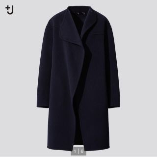 ユニクロ(UNIQLO)のユニクロ　ジルサンダー　カシミヤブレンドノーカラーコートXSブラック(チェスターコート)