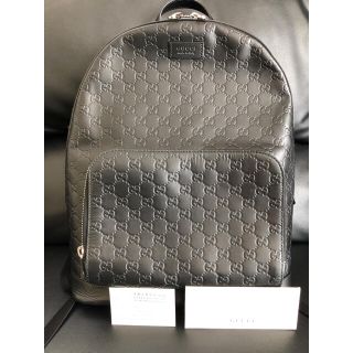 グッチ(Gucci)のGUCCIグッチ　シグネチャーGGバッグパックリュック ブラック(バッグパック/リュック)