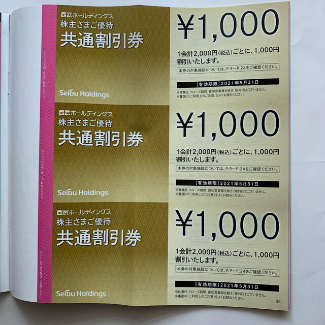 10枚セット西武HD株主優待共通割引券　レストラン割引券+プリンスホテル特別券付