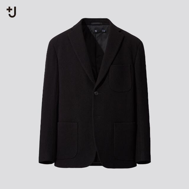 黒 L ユニクロ +J ウールブレンドオーバーサイズ ジャケット