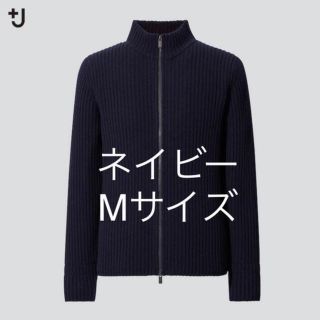 ユニクロ(UNIQLO)のユニクロ +J（プラスジェイ）ミドルゲージリブフルジップセーター ネイビー(ニット/セーター)