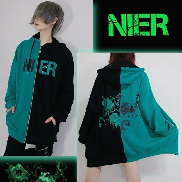 NieR    ツートーンパーカー【GREEN】64cm袖丈