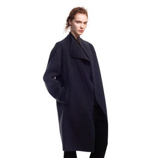 ユニクロ(UNIQLO)の+J ユニクロ　カシミヤブレンドノーカラーコート　(ネイビーSサイズ)(ロングコート)