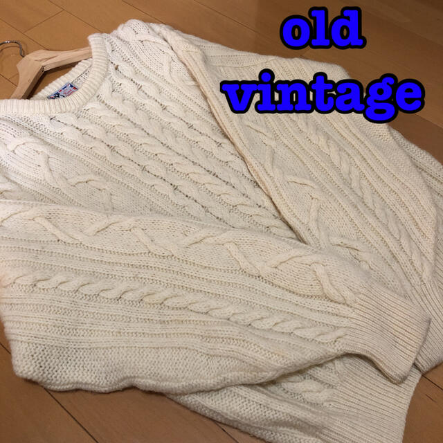 vintage⭐英国製⭐フィッシャーマン⭐ニット⭐ARAN⭐肉厚⭐セーター⭐L