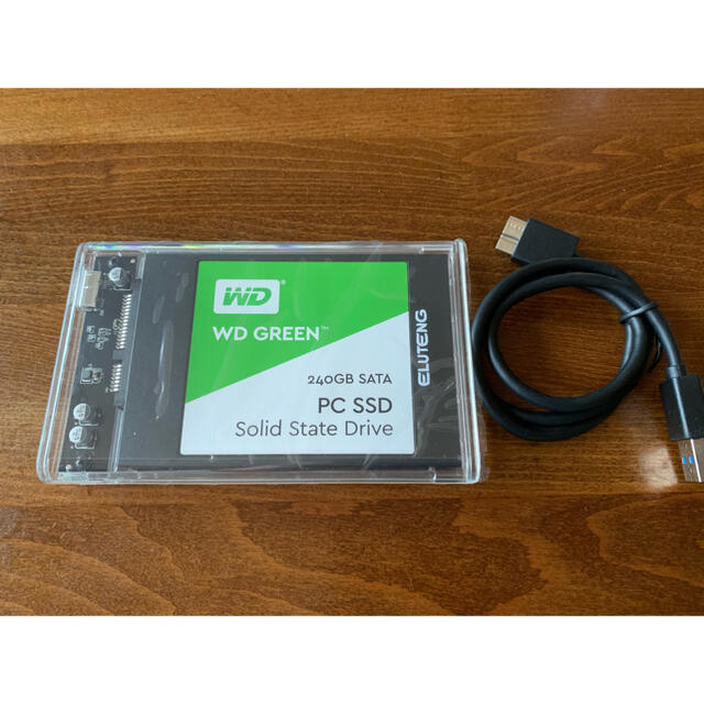 PC/タブレットWD Green 2.5inc 240GB SSD USB3.0（透明ケース付）