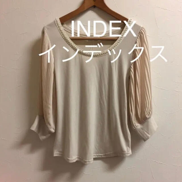 INDEX(インデックス)のINDEX インデックス＊M＊カットソー プリーツ袖 ビジュー 8分袖  レディースのトップス(カットソー(長袖/七分))の商品写真