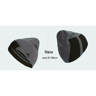 アディダス(adidas)の新品 adidas ニット帽 キャップ ボールド3ストライプ 灰×黒(ニット帽/ビーニー)
