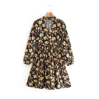 ザラ(ZARA)の🍁秋冬新作☃️2866◆花柄 ワンピース(ミニワンピース)