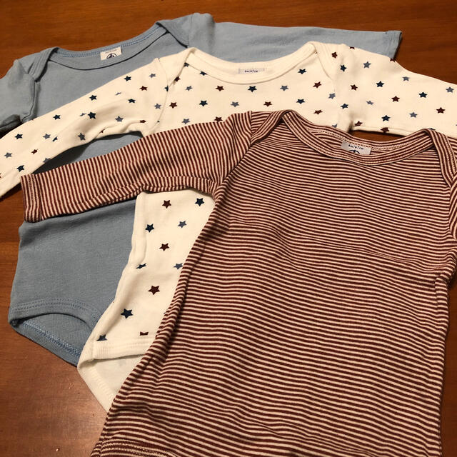 PETIT BATEAU(プチバトー)の※最終値下げ※プチバトー長袖ロンパース3枚セット(6m/67cm) キッズ/ベビー/マタニティのベビー服(~85cm)(ロンパース)の商品写真