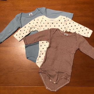 プチバトー(PETIT BATEAU)の※最終値下げ※プチバトー長袖ロンパース3枚セット(6m/67cm)(ロンパース)