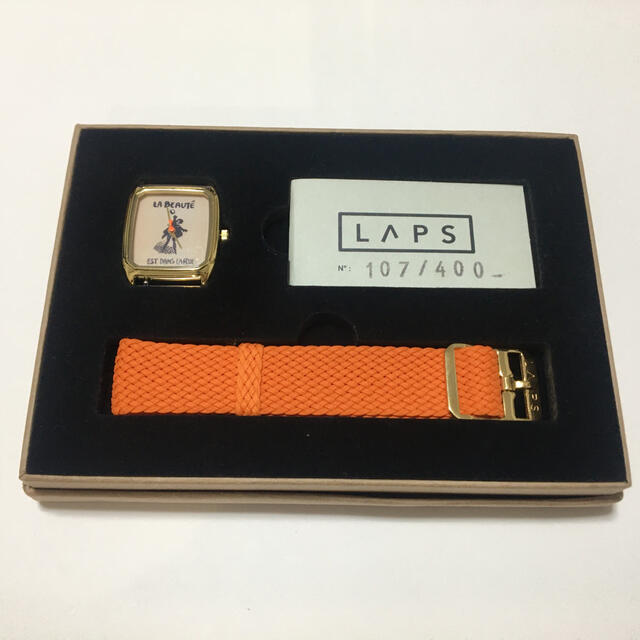 LAPS ラプス 腕時計 3針ウォッチ　レトロ イラスト オレンジ　新品・未使用