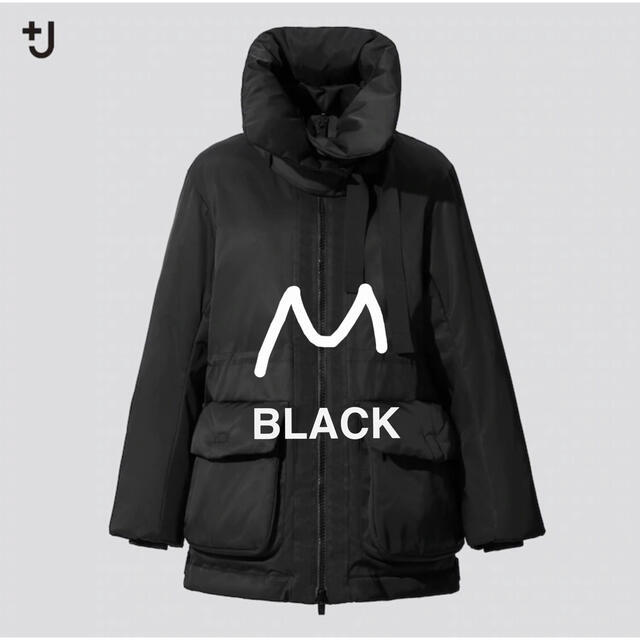 UNIQLO(ユニクロ)のハイブリッドダウンショートコート +J BLACK Mサイズ レディースのジャケット/アウター(ダウンコート)の商品写真