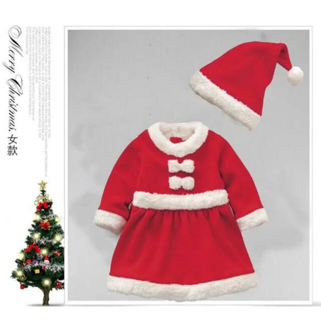 クリスマス サンタ サンタクロース コスプレ 女の子　80cm キッズ/ベビー/マタニティのベビー服(~85cm)(ワンピース)の商品写真