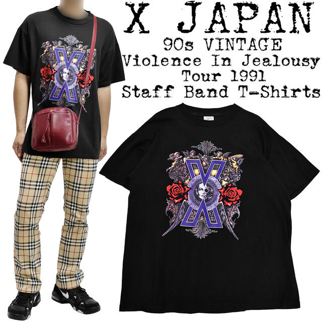 美品★X JAPAN★エックスジャパン★90s バンドTシャツ★1991★黒★L メンズのトップス(Tシャツ/カットソー(半袖/袖なし))の商品写真