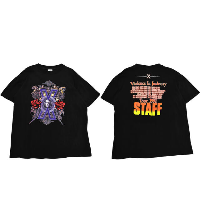 美品★X JAPAN★エックスジャパン★90s バンドTシャツ★1991★黒★L メンズのトップス(Tシャツ/カットソー(半袖/袖なし))の商品写真