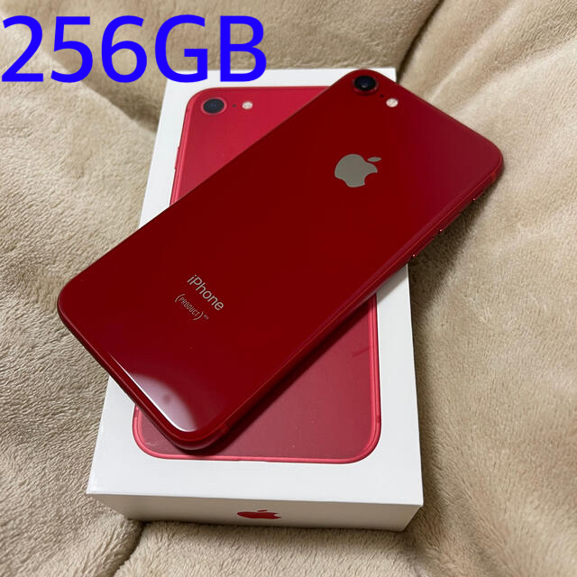 美品 iphone 8 PRODUCT red 256gb simロック解除済み - スマートフォン本体