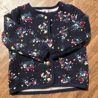 プチバトー(PETIT BATEAU)のプチバトー　花柄キルティング　カーディガン　ジャケット　86cm 24m(カーディガン/ボレロ)