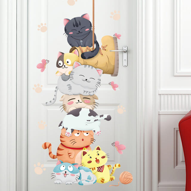 M4ウォールステッカー 猫身長計 Diy壁シール剥がせる壁紙可愛い猫ちゃん 動物の通販 By Coco S Shop ラクマ