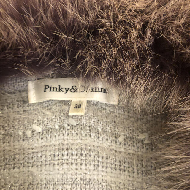 Pinky&Dianne(ピンキーアンドダイアン)のピンキー&ダイアン　グレー　ファー付きニットコート　M レディースのジャケット/アウター(ロングコート)の商品写真