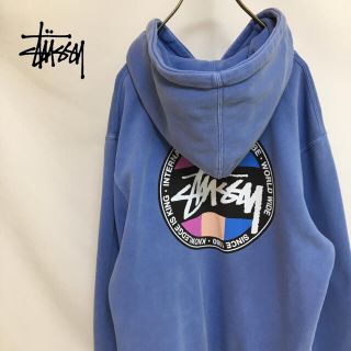 ステューシー(STUSSY)のステューシー  STUSSY パーカー　ビッグロゴ　ブルー　スウェット　メンズ(スウェット)