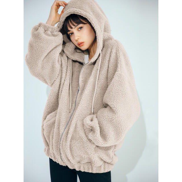 GRL(グレイル)の【✨フラワーKitty様専用✨】ジップボアビッグシルエットパーカー【モカピンク】 レディースのトップス(パーカー)の商品写真