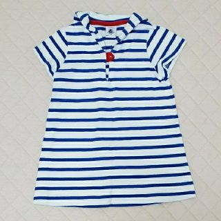 プチバトー(PETIT BATEAU)のプチバトー★12M74cm半袖コットンボーダーワンピース(ワンピース)