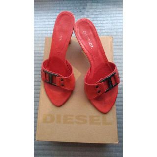 ディーゼル(DIESEL)のDIESEL　リアルレザーサンダル　赤　24.5センチ　美品です☆(サンダル)