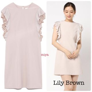 新品タグ付き リリーブラウン ワンピース LilyBrown 袖プリーツ フリル(ひざ丈ワンピース)