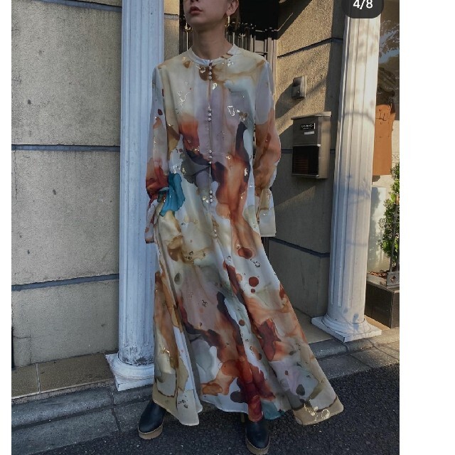 送料&加工料込 AMERIVINTAGE UND GYPSUM ART DRESS ベージュ