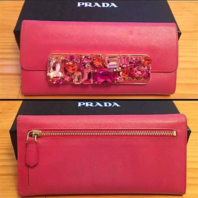 PRADA - PRADA ビジュー付きウォレット 2010SS サフィアーノの PRADA - PRADA ビジュー付きウォレット 2010SS サフィアーノの