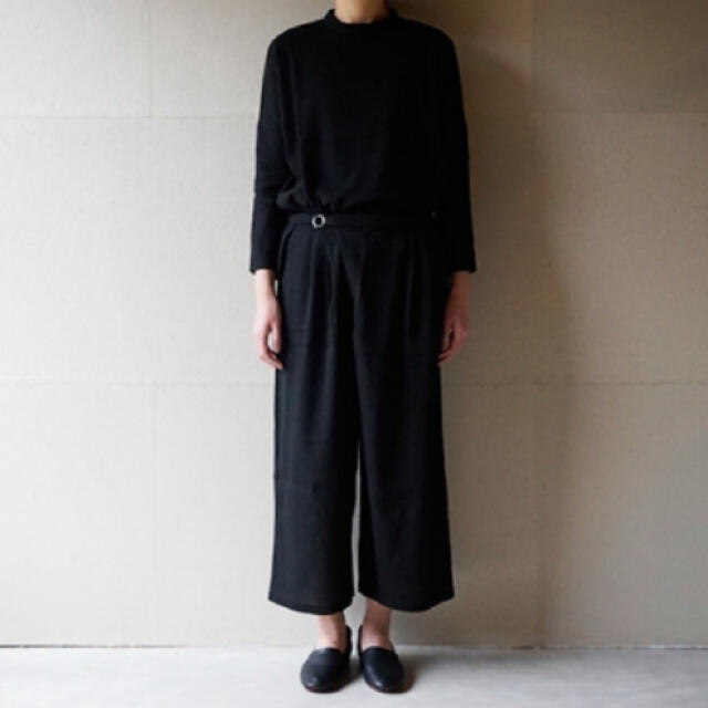 evam eva(エヴァムエヴァ)のevameva/ cotton double wrap pants  黒 レディースのパンツ(カジュアルパンツ)の商品写真