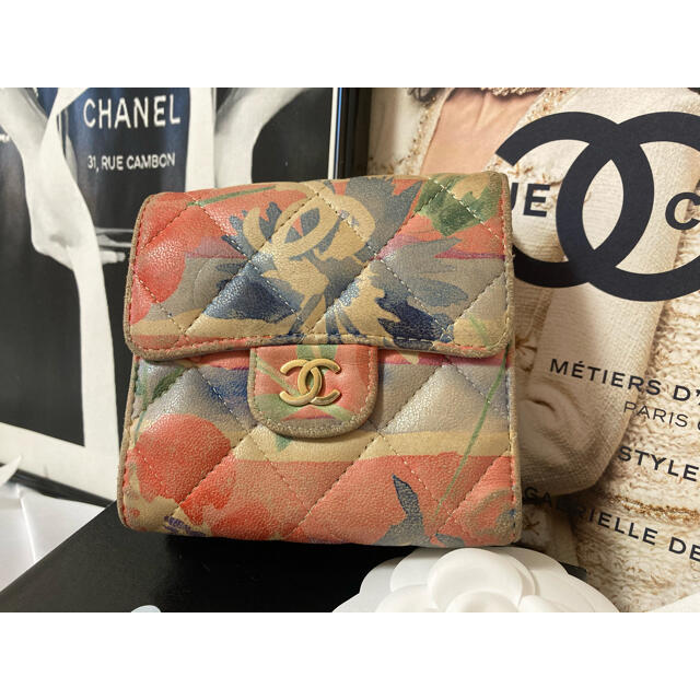 CHANEL シャネル マトラッセ Wホック 財布 ラムスキン トロピカル