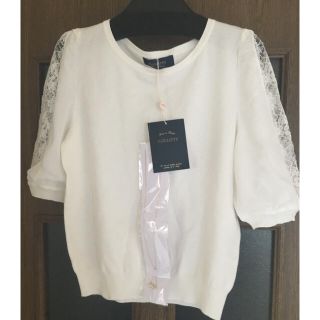 ジャスグリッティー(JUSGLITTY)の新品！ネックレス付デザインスリーブニット(カットソー(半袖/袖なし))