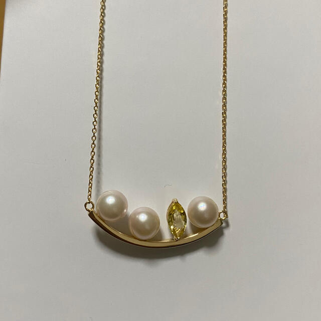 真珠 パールネックレス バー イエローベリル K18 18金のサムネイル