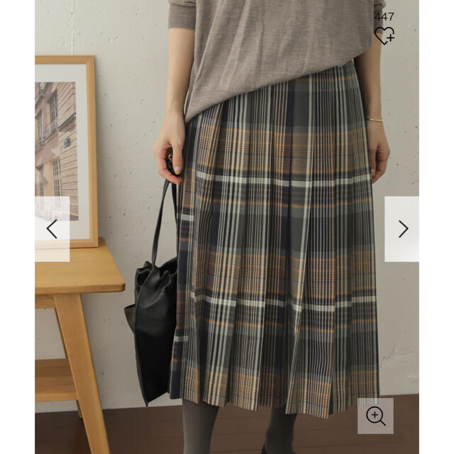 新品タグ付◉ チェックプリーツロングスカート DOORS NAVY 格安SALE