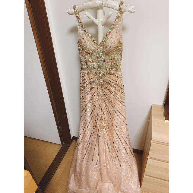 AngelR(エンジェルアール)のBICICI&COTY ビジューロングドレス　ピンク　キャバ嬢 レディースのフォーマル/ドレス(ナイトドレス)の商品写真