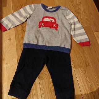 ベビーギャップ(babyGAP)のH&M 車 ボーダーセーター babyGAPズボン ネイビー 二点セット 75㎝(トレーナー)