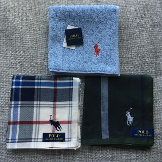 ポロラルフローレン(POLO RALPH LAUREN)の【ポロ　ラルフローレン】ハンカチ　メンズ　3枚セット　新品　未使用(ハンカチ/ポケットチーフ)