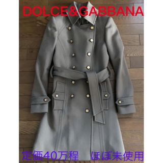 ドルチェアンドガッバーナ(DOLCE&GABBANA)の定価40万ほぼ未使用ドルガバ最高級コート　カーキ(ロングコート)