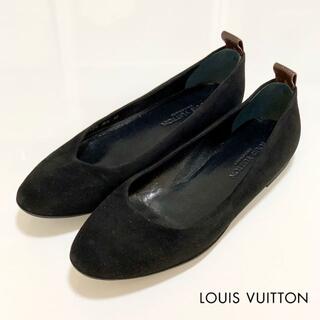 ルイヴィトン(LOUIS VUITTON)の美品 ヴィトン モノグラム スエード フラットシューズ 黒(バレエシューズ)