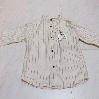 ザラキッズ(ZARA KIDS)のZARA kids 116cm 新品コットン100 ストライプノーカラーシャツ(ブラウス)