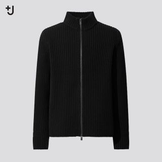 ジルサンダー(Jil Sander)のユニクロ　ジルサンダー  ミドルゲージリブフルジップセーター　黒　M(ニット/セーター)