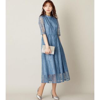 AIMER  エメ♡Lサイズ♡ラッセルレース7分袖ロングドレス♡マスタード