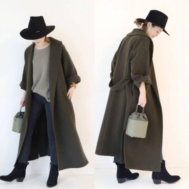 【10％OFF】 ドゥーズイエム☆ウール ダブルフェイスガウンコート ジャケット・アウター