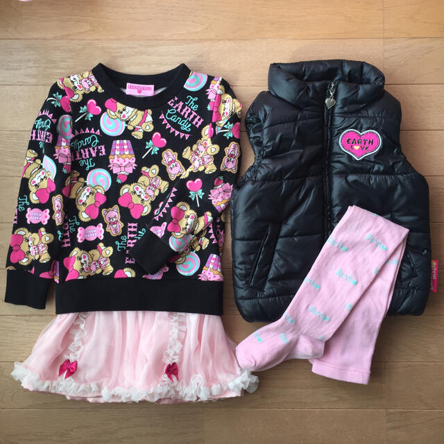 EARTHMAGIC(アースマジック)のキャンディーマフィー チュールワンピセット❤︎ キッズ/ベビー/マタニティのキッズ服女の子用(90cm~)(ワンピース)の商品写真