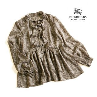 バーバリーブラックレーベル(BURBERRY BLACK LABEL)のバーバリーブラックレーベル■シフォン ブラウス ボウタイ フレア カーキ(シャツ/ブラウス(長袖/七分))