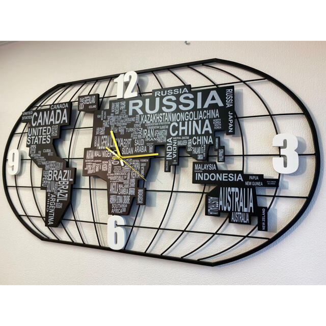世界地図の壁掛け時計 壁掛け時計 世界地図 壁時計 リビング壁飾り 店舗用壁時計 会社用時計 新デザイン 静音 a10 掛け時計、壁掛け時計