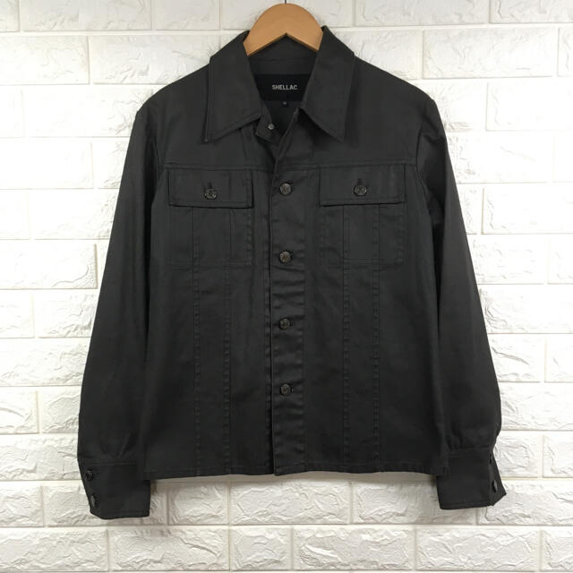 美品　SHELLAC コーティング　ブラックシャツジャケット　48